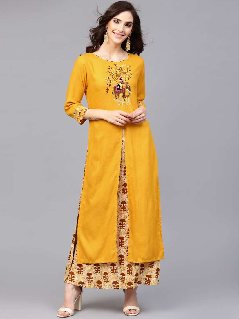 Buy AKS Women Mustard Yellow Printed Layered Maxi Dress Dresses for Women 1951447 Myntra