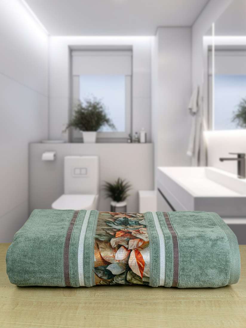 Buy RANGOLI Green 100 Cotton Oriental 450 GSM Bath Towel Bath Towels for Unisex 19517564 Myntra