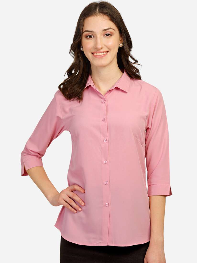 Buy Fbella Women Pink Standard Slim Fit Formal Shirt Shirts for Women 19520350 Myntra