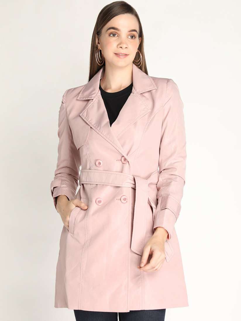 Ladies pink trench coat sale
