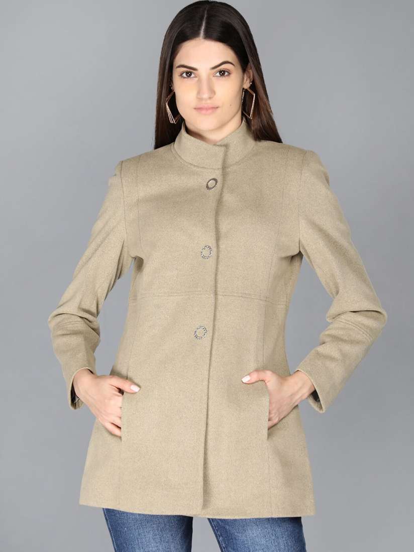 Buy LURE URBAN Women Khaki Solid Coat Coats for Women 19521058 Myntra