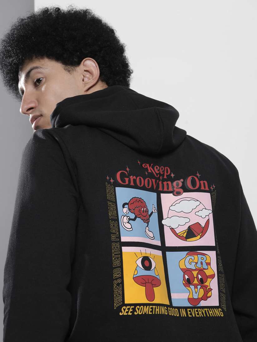Buy The Indian Garage Co Men Black Back Print Hooded Sweatshirt Sweatshirts for Men 19524362 Myntra