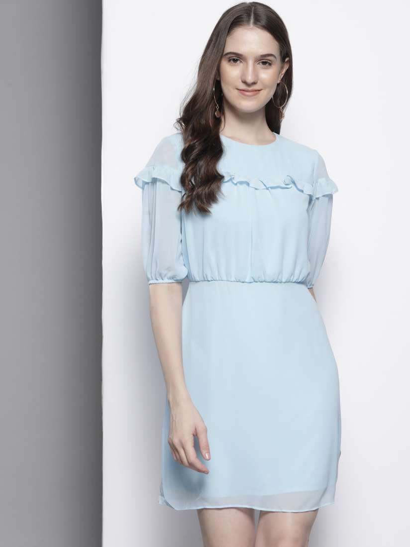 Buy Trendyol Blue Solid Shift Dress Dresses for Women 19531542 Myntra
