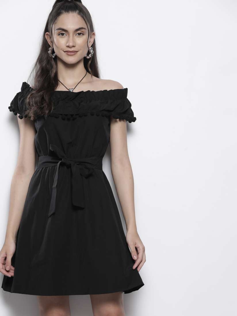 Buy Trendyol Women Black Solid A Line Dress Dresses for Women 19531556 Myntra