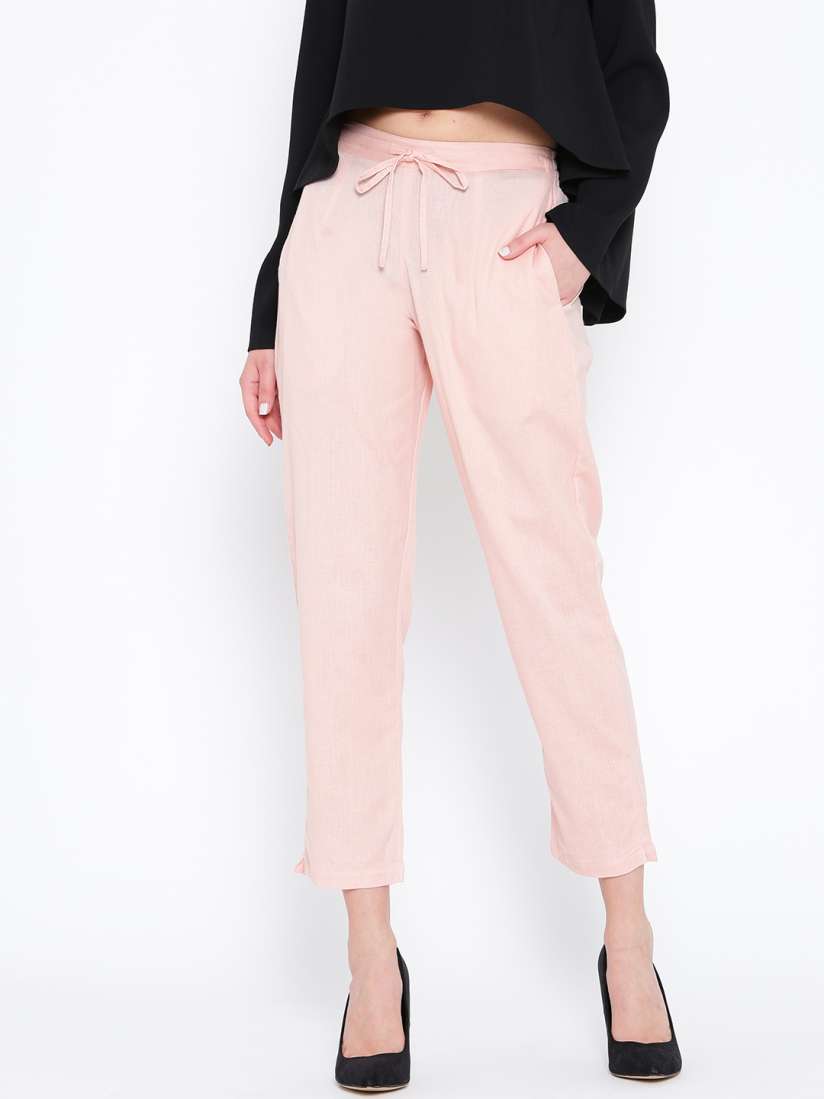 Peach cropped trousers sale