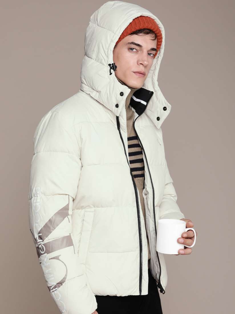 Buy Calvin Klein Jeans Men Beige Brand Logo Printed Padded Jacket Jackets for Men 19533254 Myntra