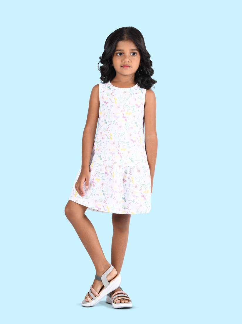 Buy Zalio Kids Girls White Floral Pure Cotton Drop Waist Dress Dresses for Girls 19534350 Myntra