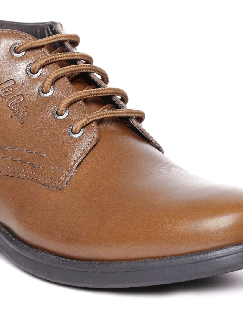 Buy Lee Cooper Men Brown Solid Leather Flat Boots Casual Shoes for Men Myntra
