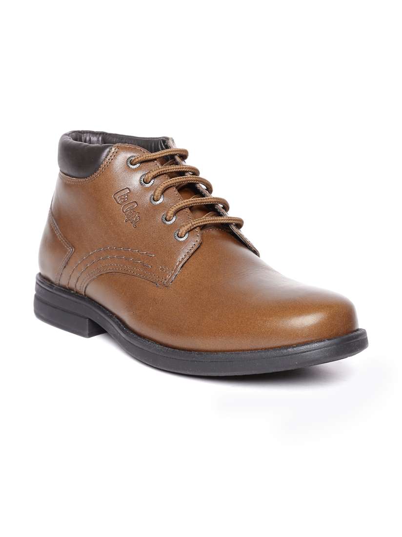 Buy Lee Cooper Men Brown Solid Leather Flat Boots Casual Shoes for Men Myntra