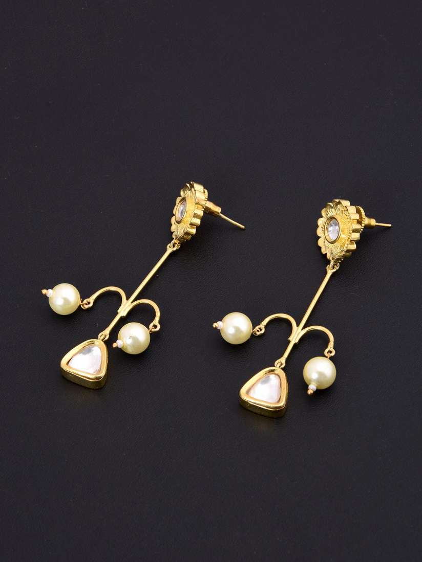 Buy Tistabene Women Gold Toned White Contemporary Drop Earrings Earrings for Women 19539882 Myntra