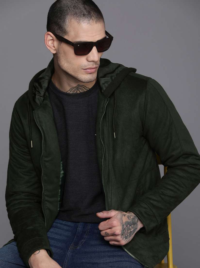 Buy WROGN Men Olive Green Solid Hooded Tailored Jacket Jackets for Men 19547450 Myntra