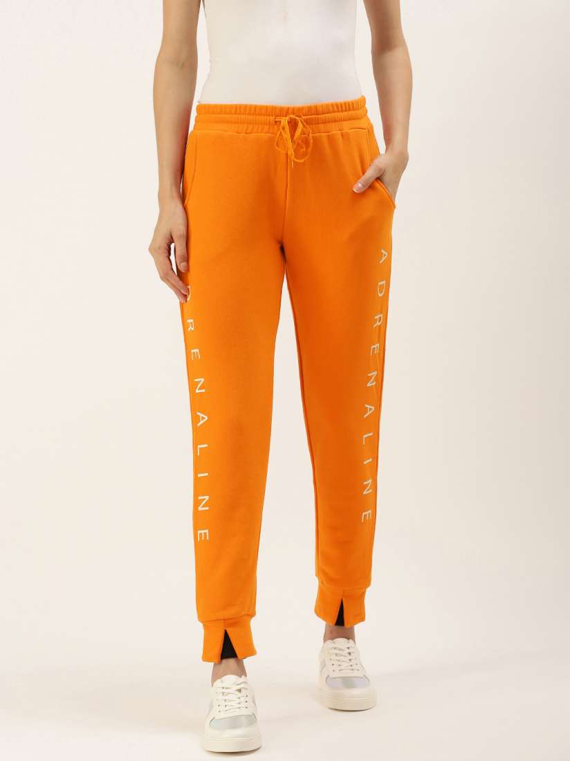 Buy FOREVER 21 Women Orange Typography Printed Regular Fit Joggers Track Pants for Women 19550460 Myntra