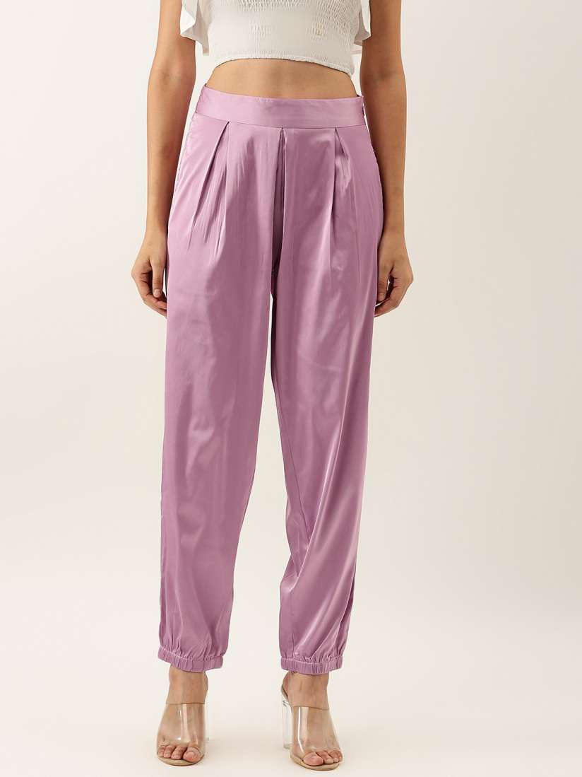 Buy FOREVER 21 Women Lavender Regular Satin Finish Joggers Trousers for Women 19550490 Myntra