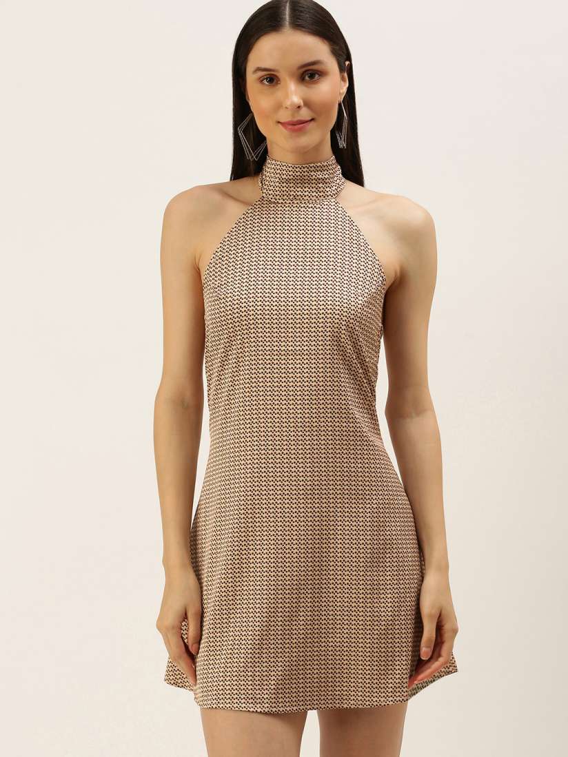 Buy FOREVER 21 Cream Coloured Tie Up Neck A Line Mini Dress Dresses for Women 19550542 Myntra