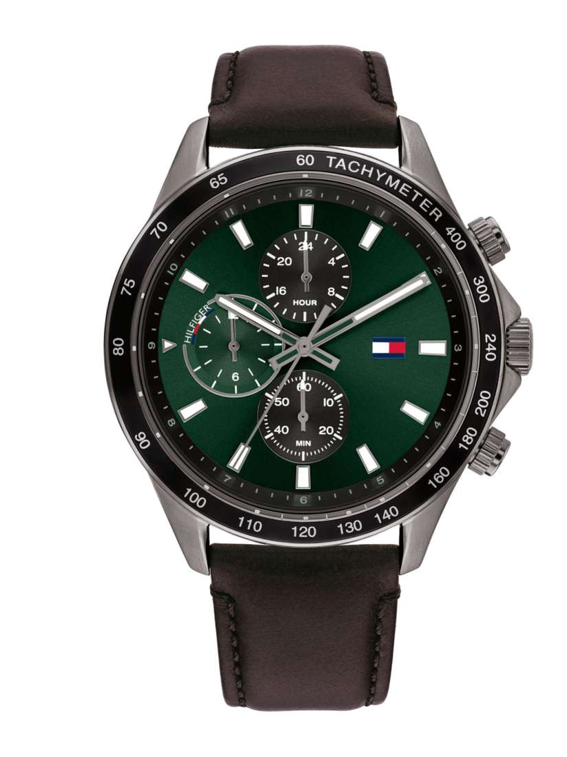 Buy Tommy Hilfiger Men Green Dial Brown Leather Straps Analogue Watch Watches for Men 19550636 Myntra