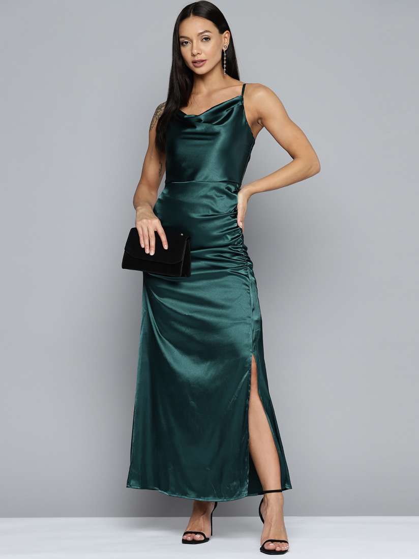Satin slit maxi dress discount
