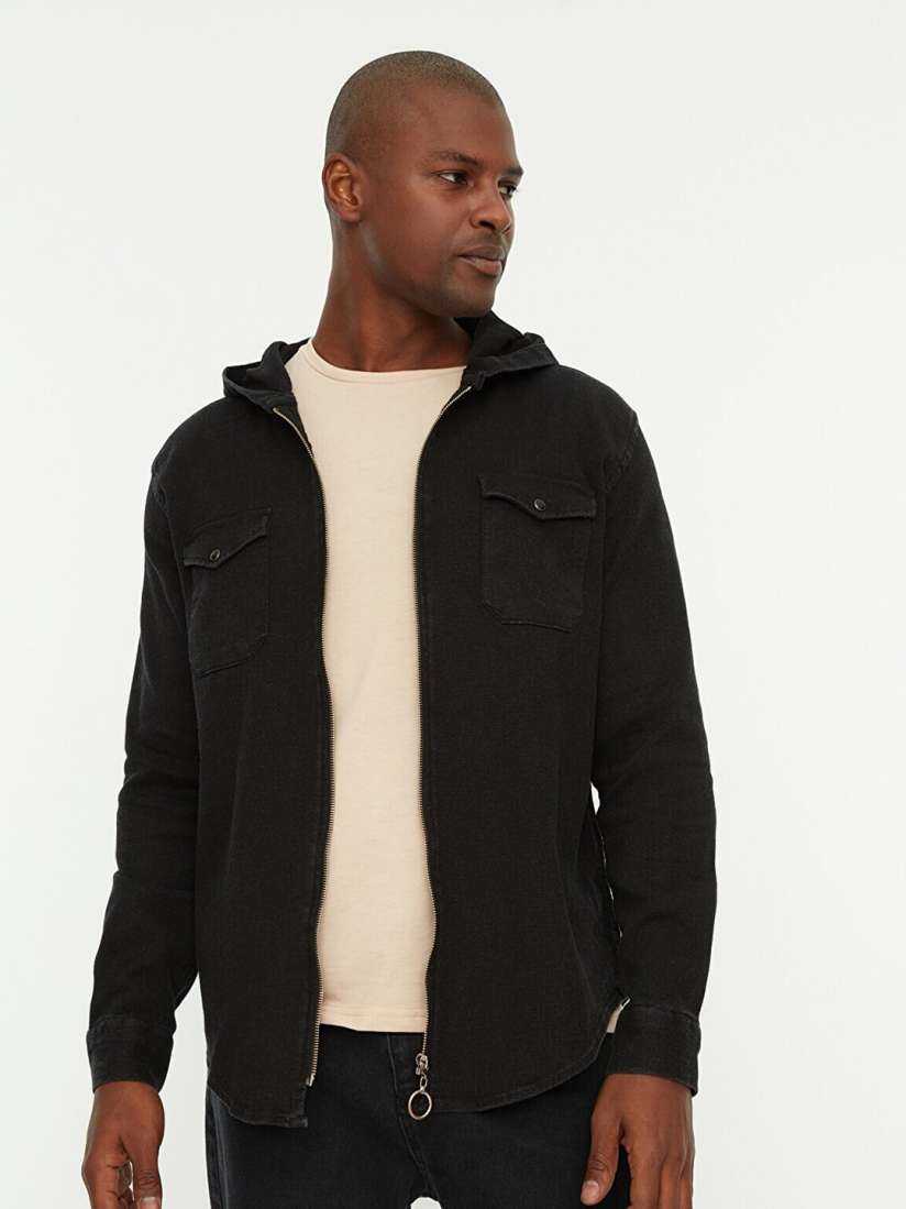 Buy Trendyol Men Black Longline Denim Jacket Jackets for Men 19556252 Myntra