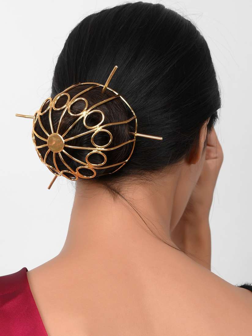 Buy Silvermerc Designs Gold Plated Pearl Beaded Hair Bun Holder With Bun Stick Head Jewellery for Women 19560390 Myntra