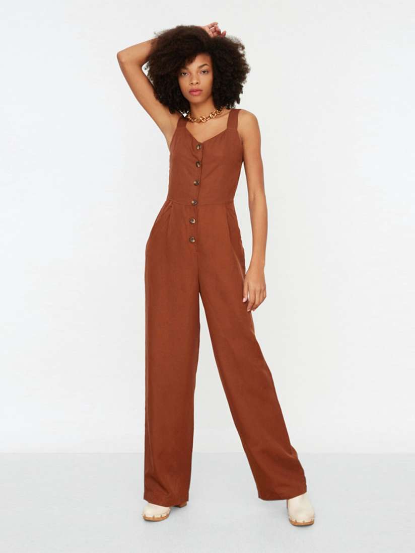 Buy Trendyol Women Brown Basic Jumpsuit Jumpsuit for Women 19563868 Myntra