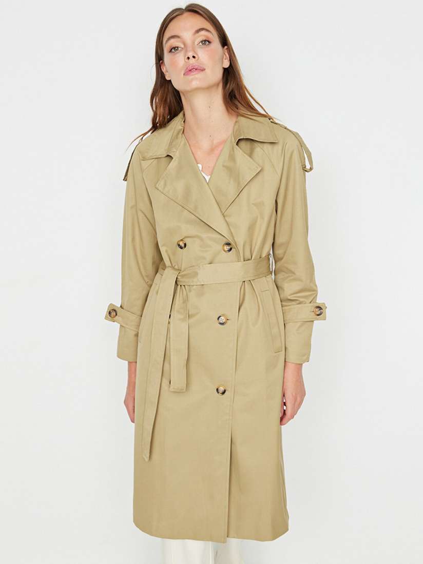 Buy Trendyol Women Khaki Coloured Solid Long Sleeves Longline Overcoats Coats for Women 19564456 Myntra