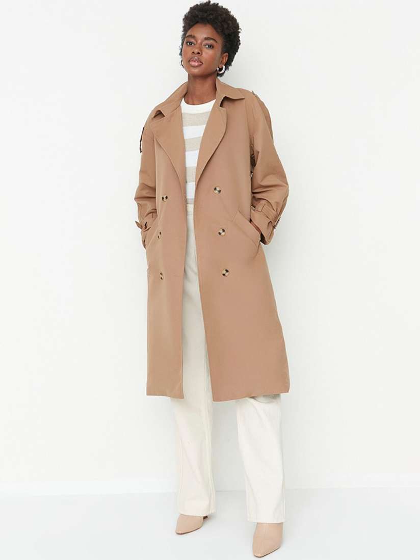 Beige longline coat hot sale