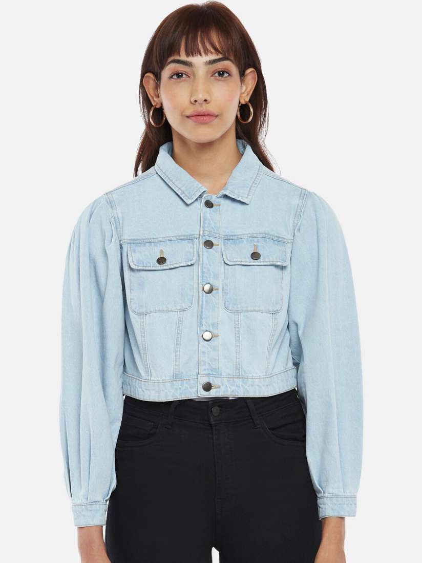 Buy Honey by Pantaloons Women Blue Crop Denim Jacket Jackets for Women 19565176 Myntra