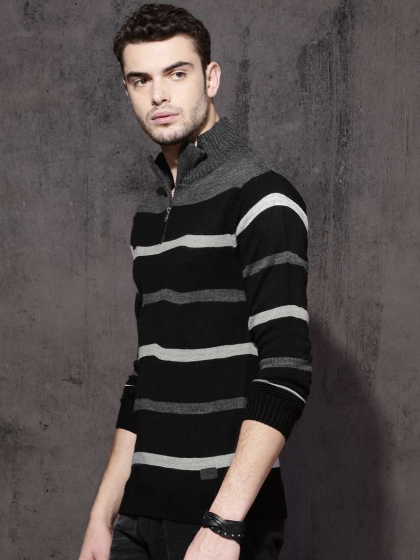 Grey and white striped cardigan hot sale