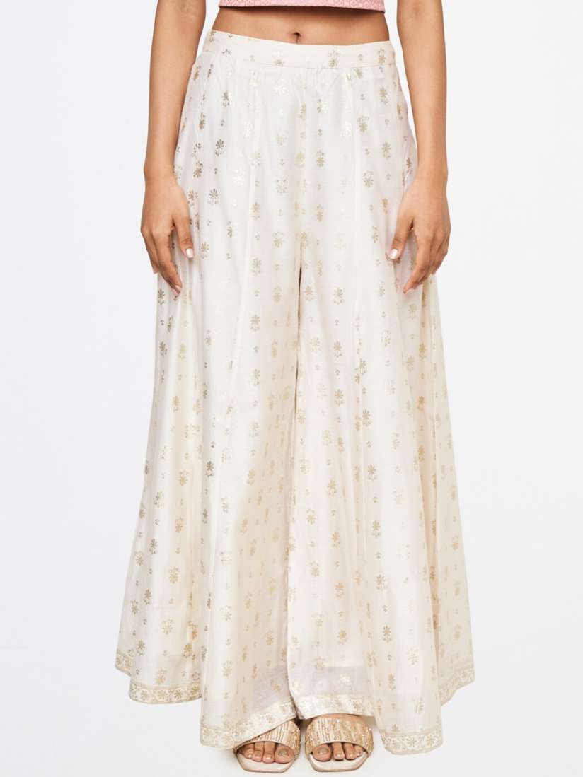 Buy Global Desi Women Off White Gold Toned Printed Ethnic Palazzo Palazzos for Women 19566908 Myntra