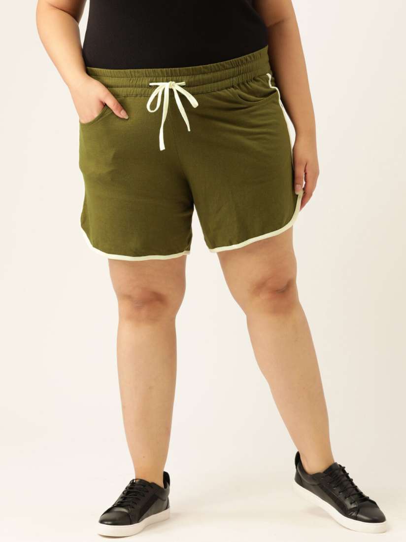 Plus size olive shorts top