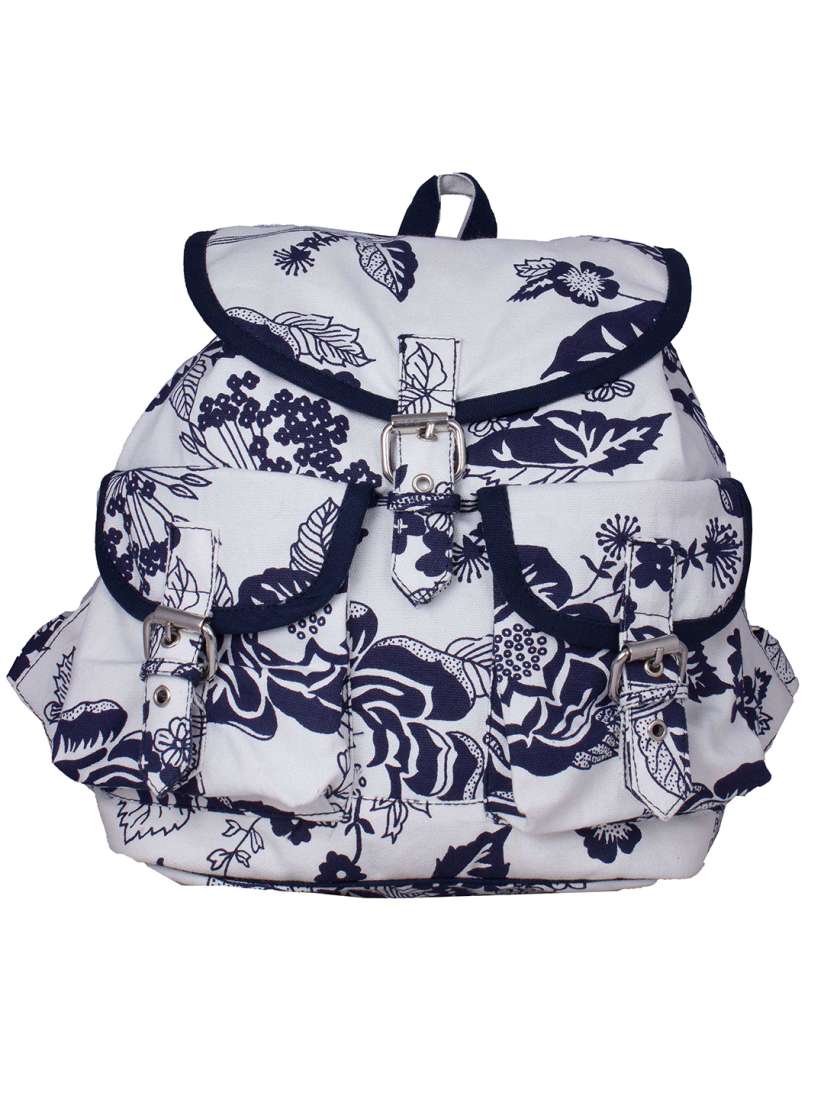Buy Vivinkaa Women White Navy Floral Print Backpack Backpacks for Women 1957080 Myntra