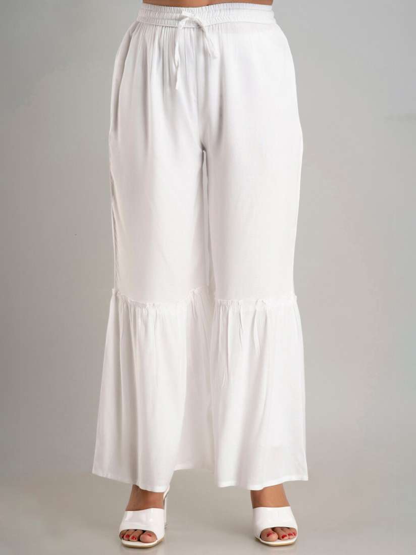 Buy MAUKA Women White Flared Regular Palazzo Palazzos for Women 19572410 Myntra