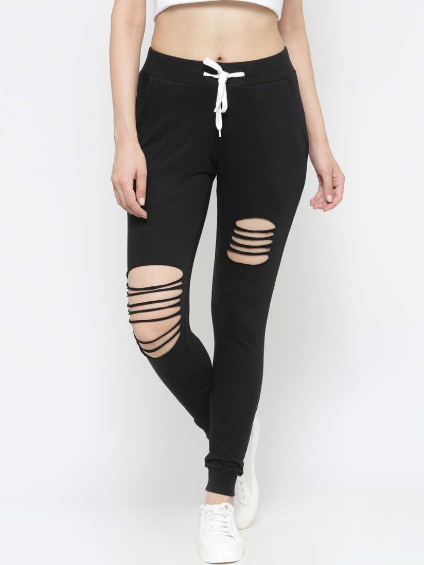 Distressed joggers womens clearance