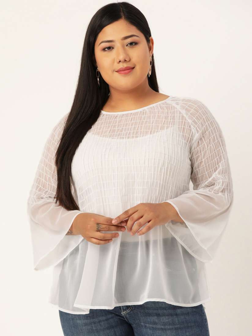 Georgette plus size tops discount