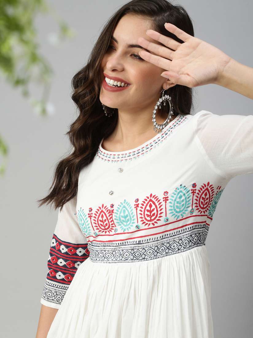 Myntra white anarkali clearance