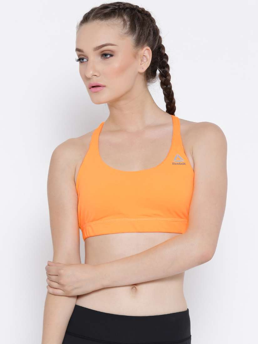 Buy Reebok Orange Solid Lightly Padded Sports Bra BK4184 Bra for Women 1958685 Myntra