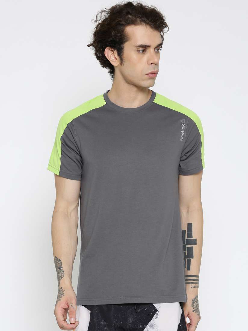 Buy Reebok Men Grey Solid Round Neck Training T Shirt Tshirts for Men Myntra