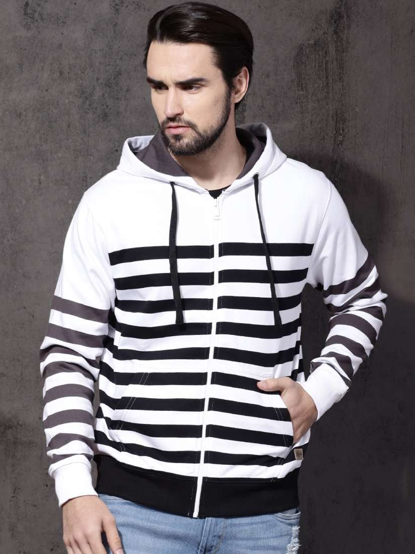 Black and white striped hoodie mens deals