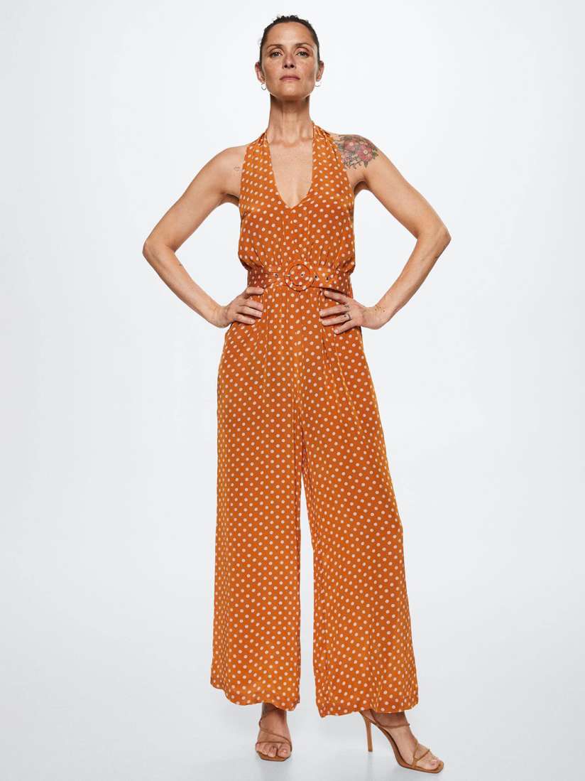 Mango jumpsuit orange discount