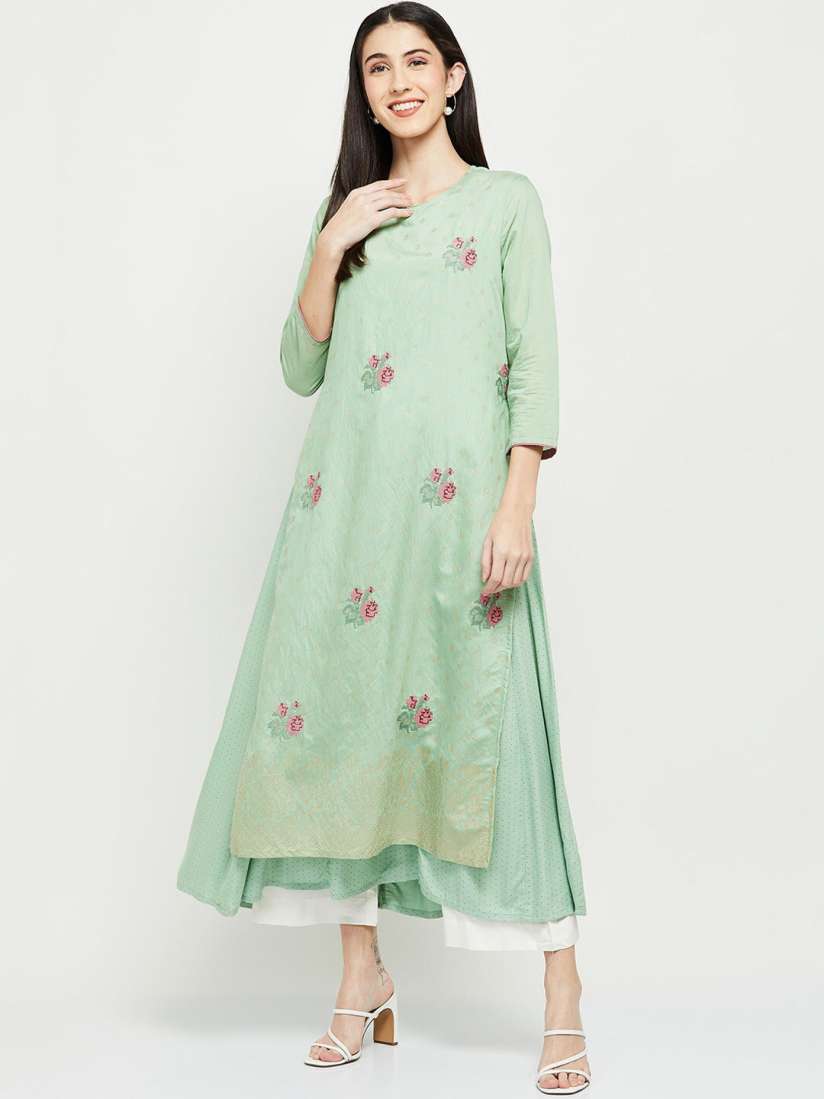 Buy max Women Green Floral Embroidered Gotta Patti Anarkali Kurta Kurtas for Women 19600060 Myntra