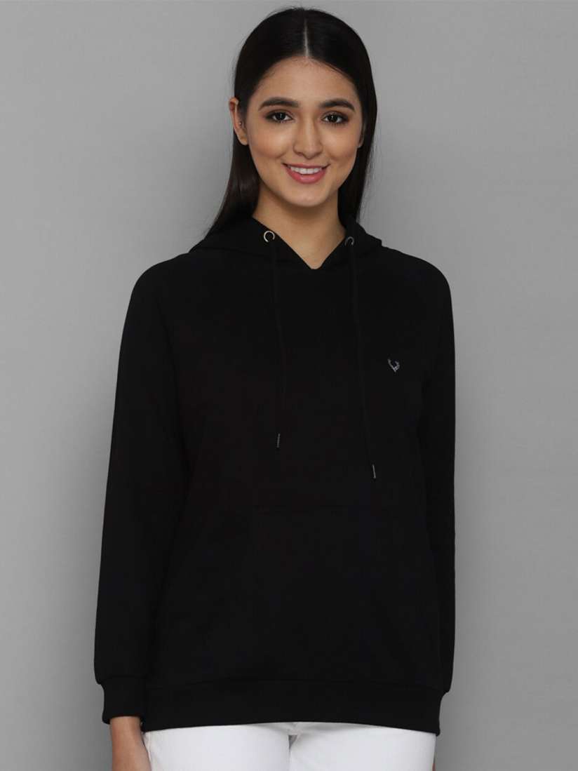 Buy Allen Solly Woman Women Black Hooded Sweatshirt Sweatshirts for Women 19600430 Myntra