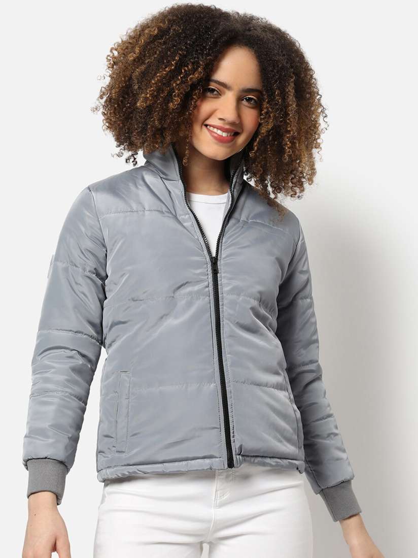 Buy Campus Sutra Women Grey Windcheater Bomber Jacket Jackets for Women 19602024 Myntra