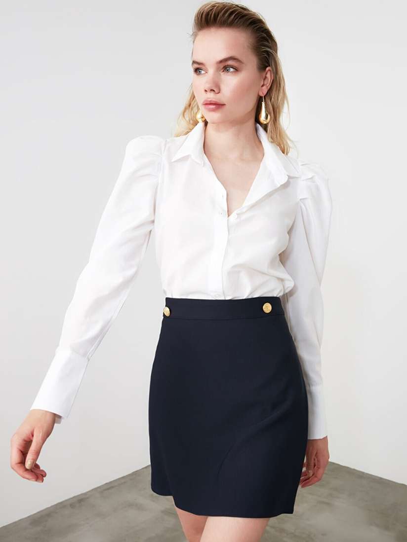 Buy Trendyol Women Navy Blue Solid Straight Pencil Skirt Skirts for Women 19604432 Myntra