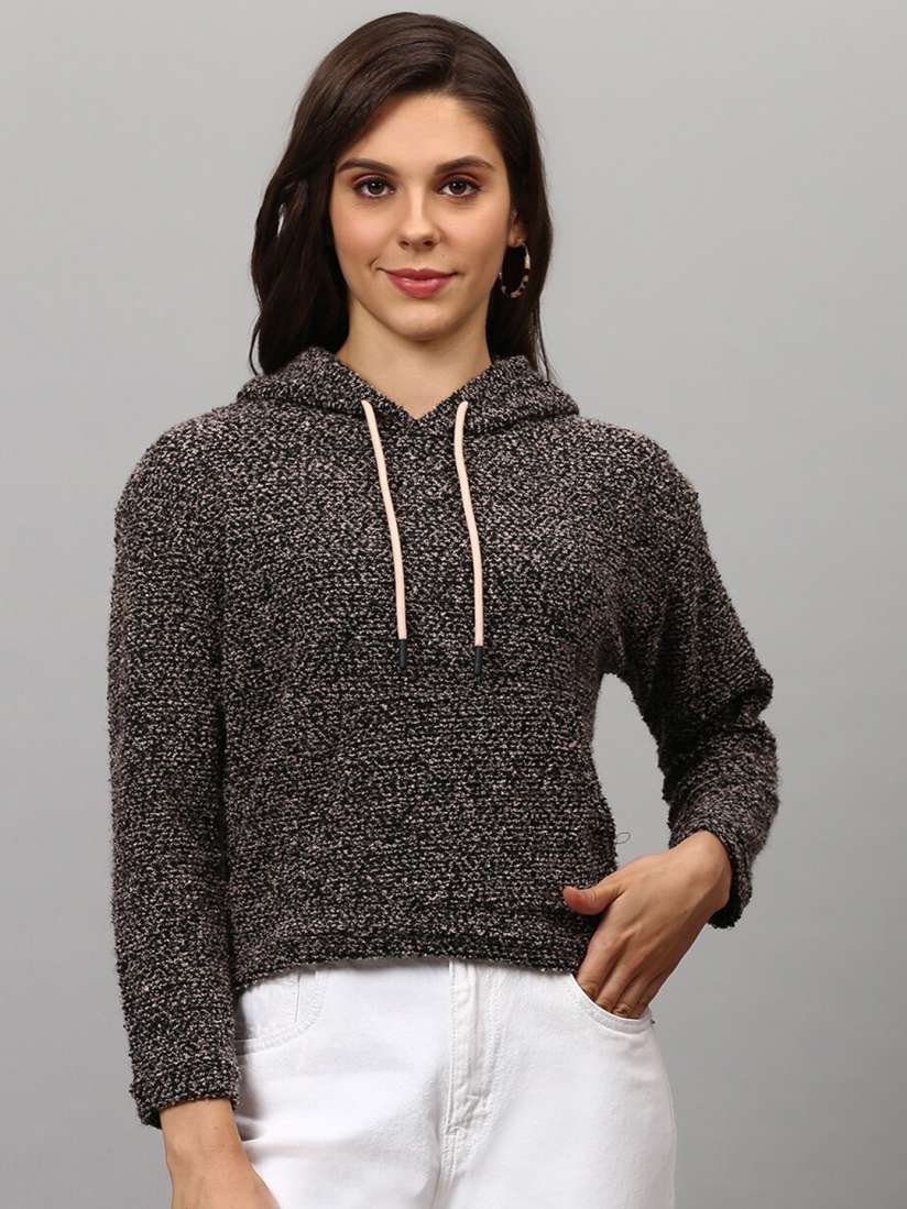 Buy Campus Sutra Women Brown Hooded Cotton Sweatshirt Sweatshirts for Women 19606458 Myntra