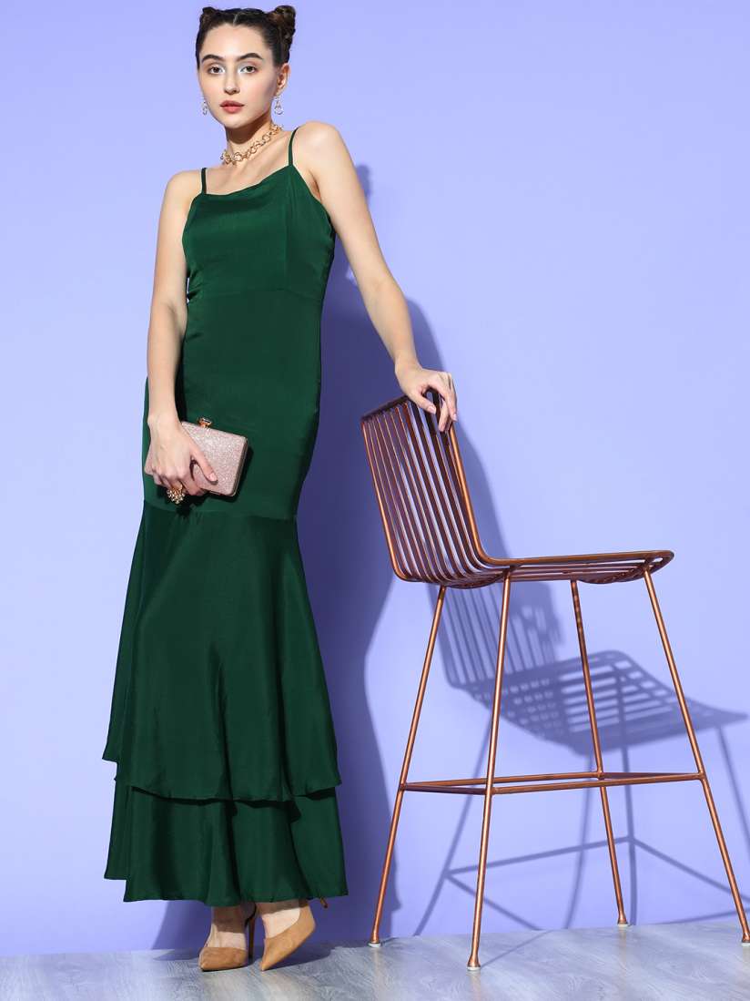 Buy Berrylush Green Solid Spaghetti Straps Dress Dresses for Women 19607296 Myntra