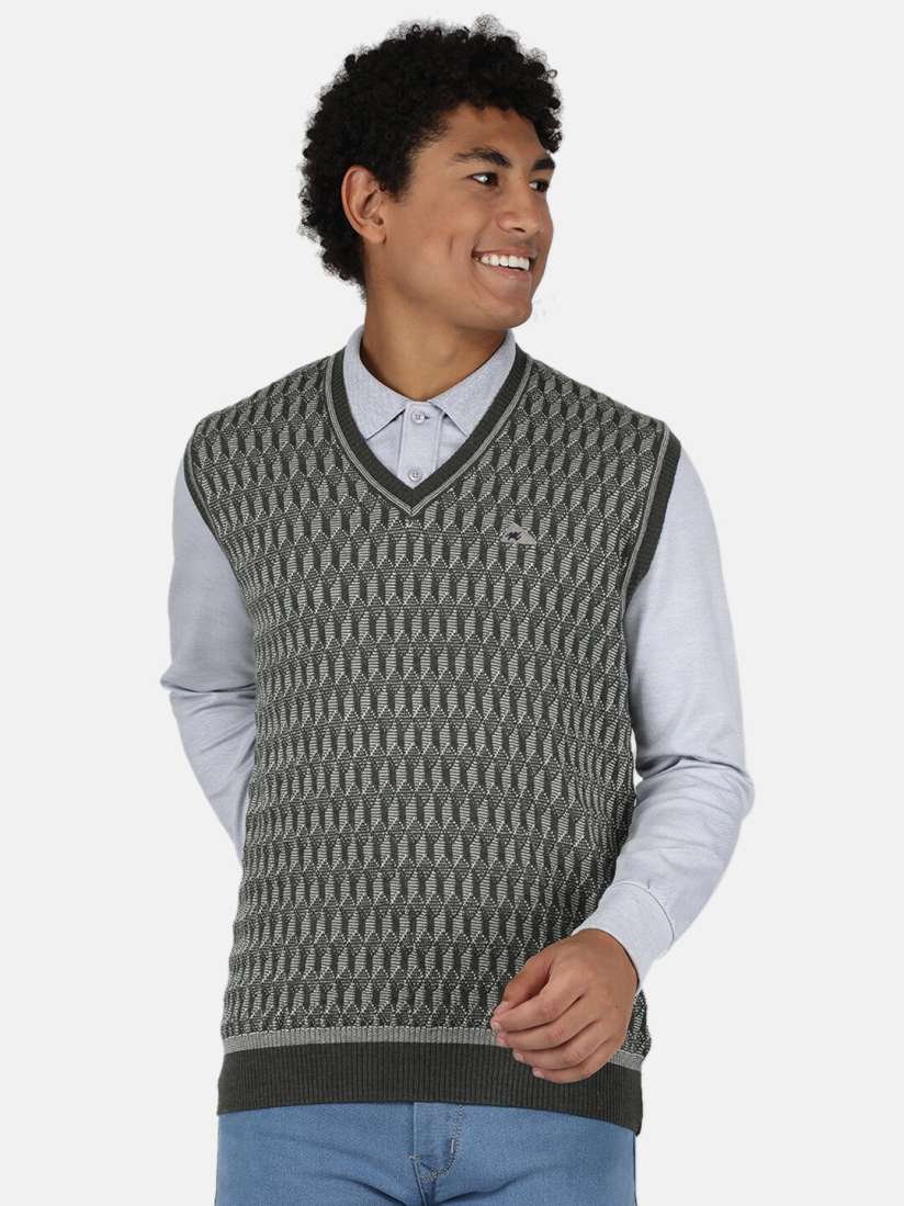 Buy Monte Carlo Men Olive Green White Sweater Vest Sweaters for Men 19608420 Myntra