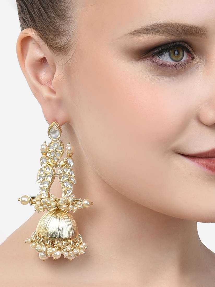 Buy Zaveri Pearls women Gold Toned Contemporary Jhumkas Earrings Earrings for Women 19610108 Myntra