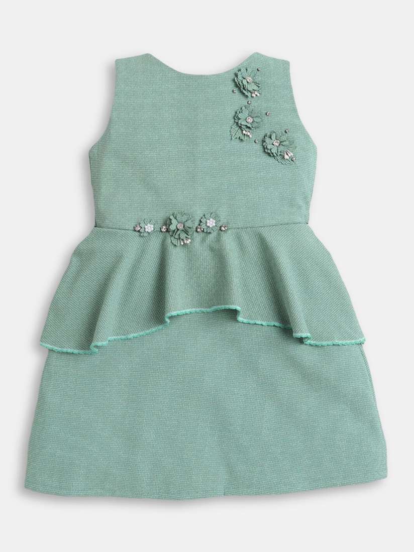 Buy Hopscotch Girls Green Sleeveless Party Dress Dresses for