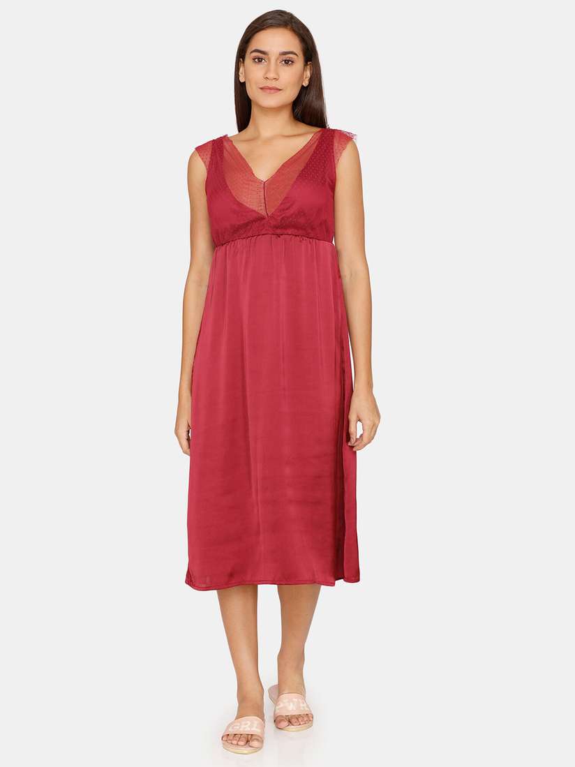 Pajamas Zivame Satin Night Dress Buy Zivame Red Solid Satin