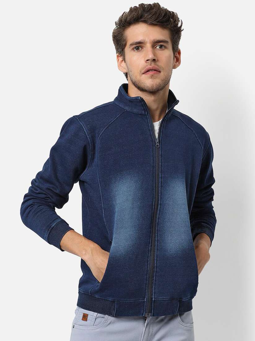 Buy Campus Sutra Men Blue Washed Windcheater Outdoor Bomber Jacket Jackets for Men 19616174 Myntra