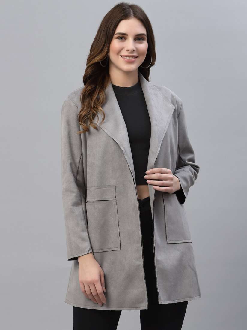 Buy HOUSE OF KKARMA Women Grey Longline Tailored Jacket Jackets for Women 19616986 Myntra